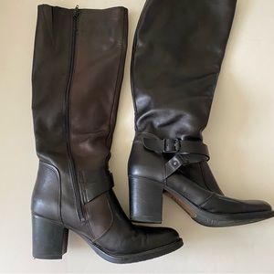 ALDO Black Stroffolino Leather Boots Size 40 Size 9 US